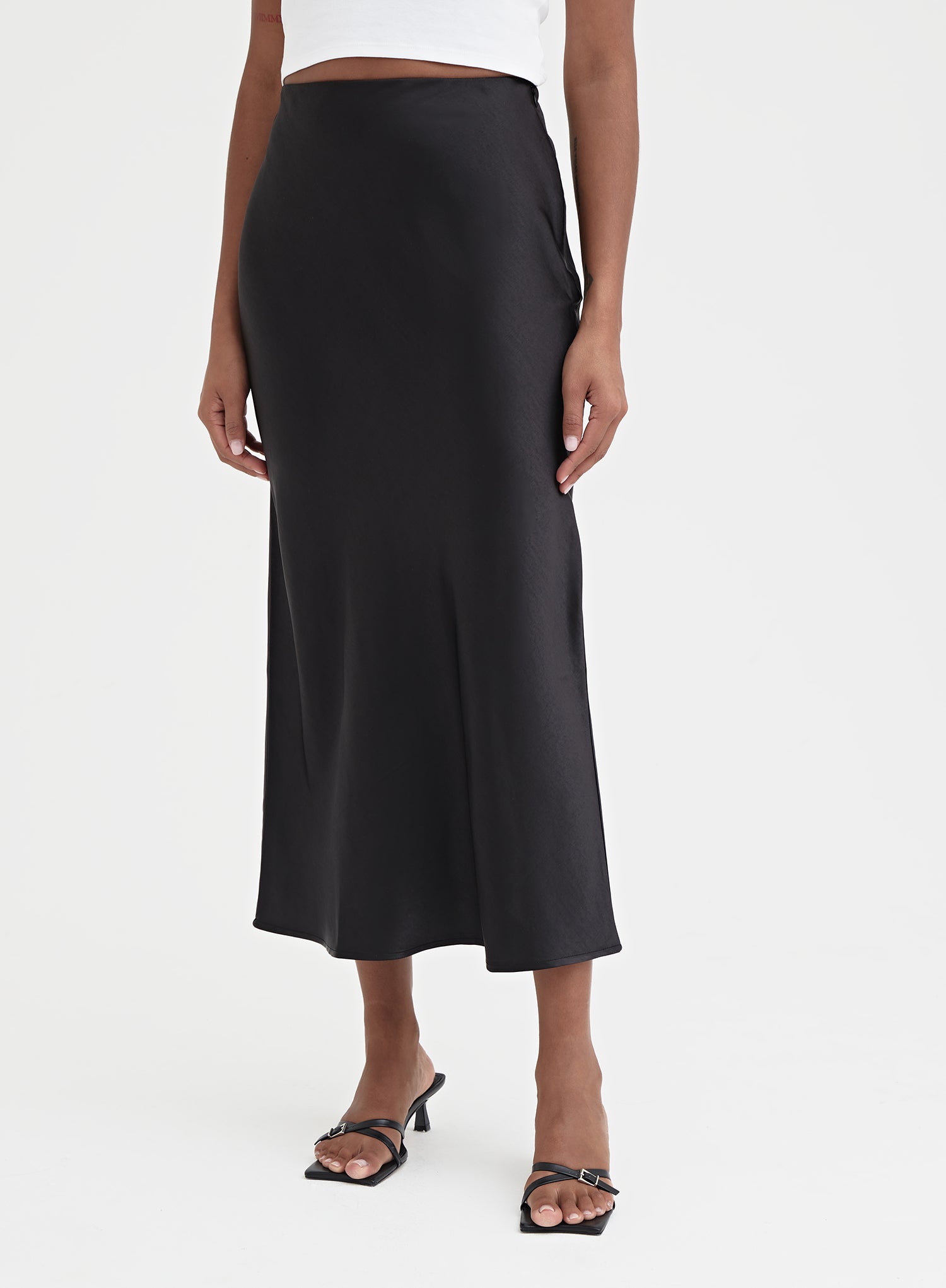 Black Satin Midaxi Skirt